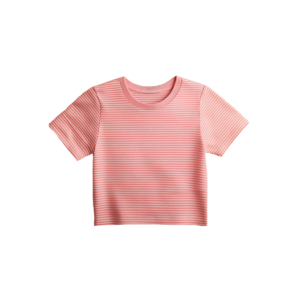 Striped print short sleeve round neck tee tops