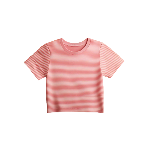 Striped print short sleeve round neck tee tops