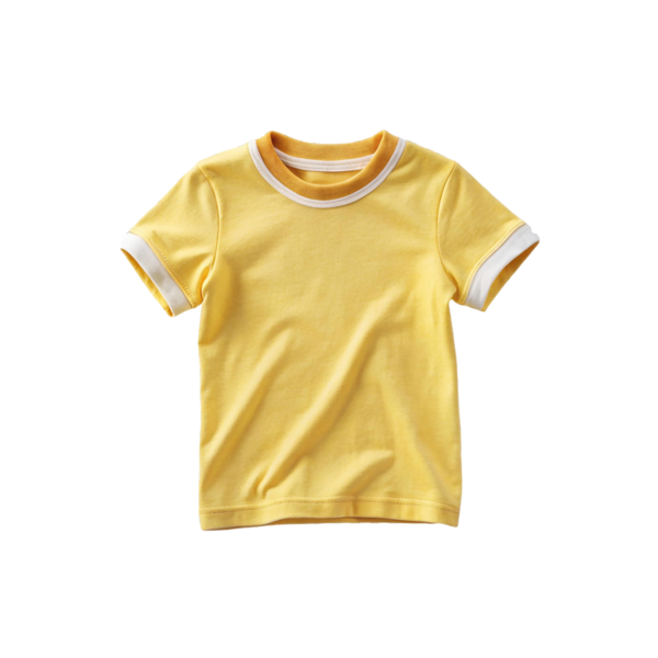 Striped short-sleeved T-shirt yellow with white edges