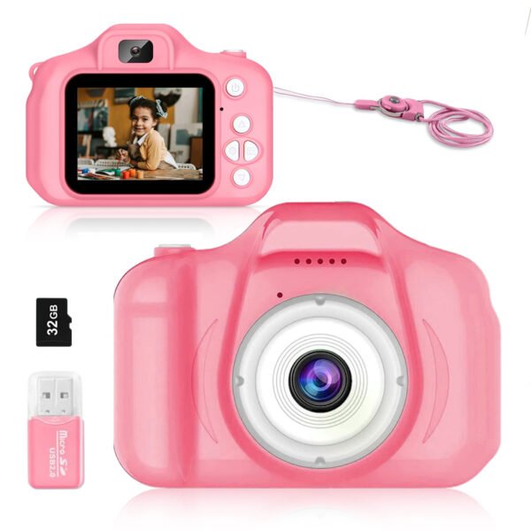 Syenll Kids Camera Toys, HD Digital Camera with 32GB SD Card, Selfie Camera Christmas Gifts for Boys Girls, Pink