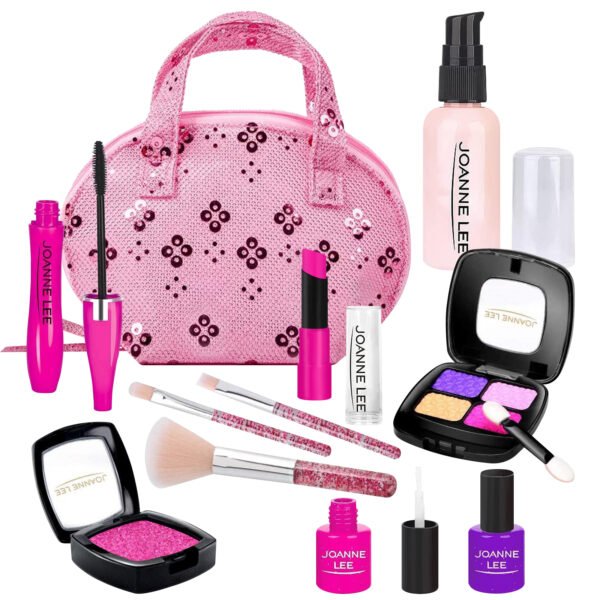 Syenll Pretend Makeup Kit for Girls, 12 Pcs Washable Fake Makeup Set with Cosmetic Bag for 3, 4, 5, 6, 7, 8 Year Old Girls Birthday Gifts