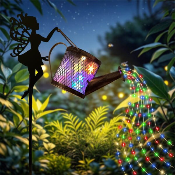 Solar Watering Can Lights, Outdoor Solar Lantern Fairy Lights, Waterproof Hanging Solar Lights for Patio Yard Porch Lawn Decor, Multicolor