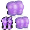 Kids Protective Gear Set for 3-8 Years, 3 in 1 Knee Elbow Pads with Wrist Sports Gear Set for Bike, Cycling, Skateboard, Purple