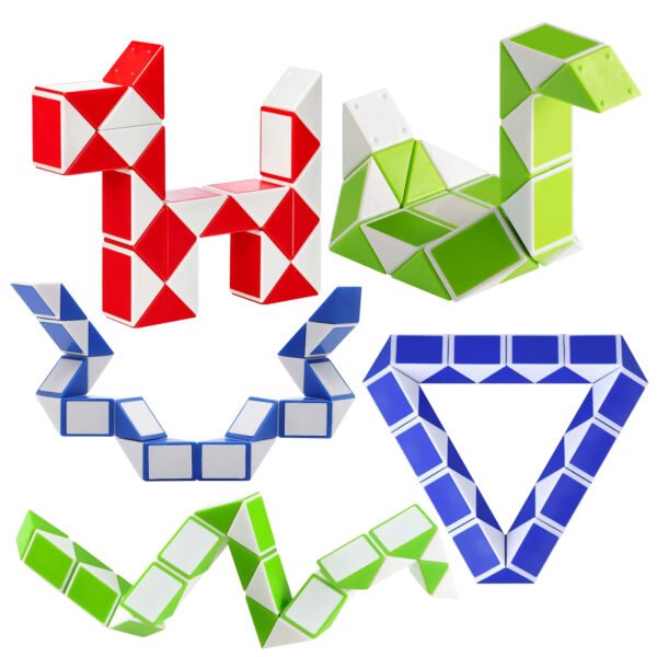 5 Pack 24 Fidget Snake Cube Twist Puzzles Toys, Fidget Sensory Toys Brain Teaser Games, Kids Stocking Stuffers Party Favors Supplies for Teens, Random Color