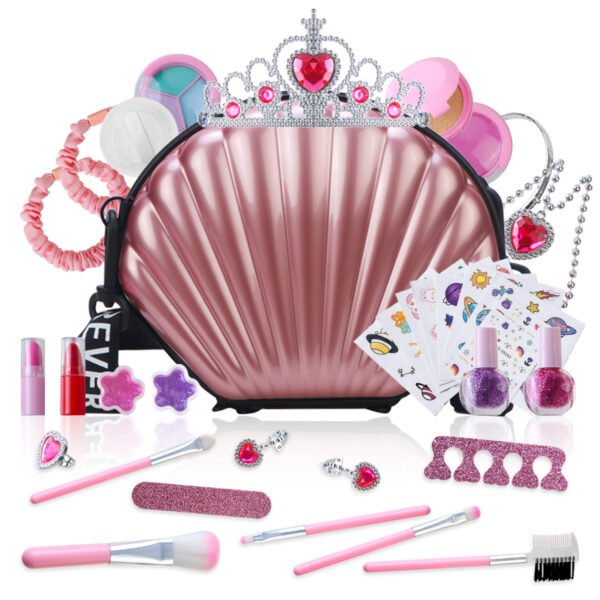 Syenll Kids Makeup for Girls, Real Washable Makeup Set with Shell Bag, Cosmetic Toy Birthday Gifts for Age 6+ Princess