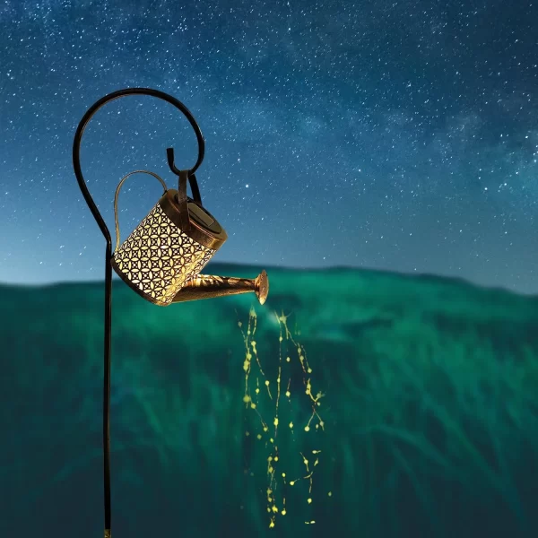 Syenll Solar Watering Can with Lights, Outdoor Solar Lights, Hanging Solar Garden Light with Shepherd Hook for Patio Yard Decor