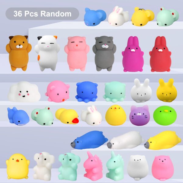 36 Pcs Mochi Squishy Toys, Kawaii Squishy Fidget Toys, Animal Party Favors Relief Toys Gift for Kids 4-8, Random