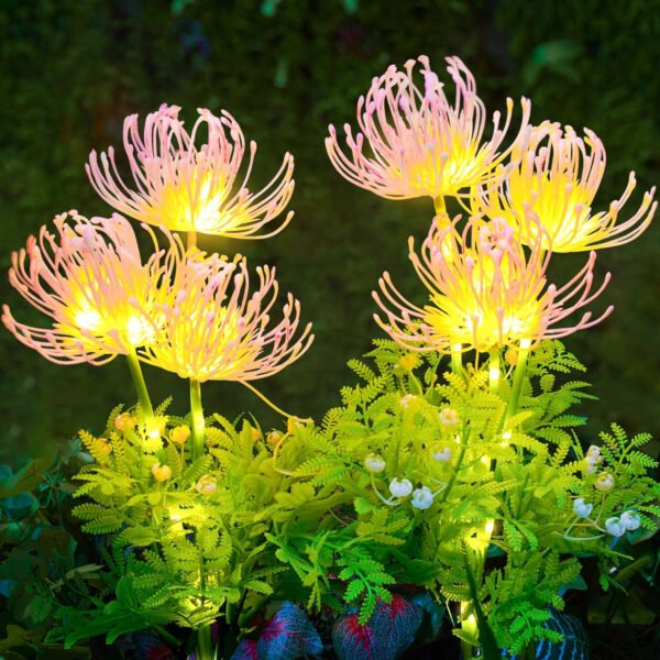 Solar Garden Lights Outdoor, 2 Pack Solar Flowers Lights with 6 Glowing Flowers and Stems, Outdoor Solar Lights for Yard, Solar Garden Lights Decoration
