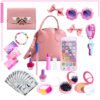 Play Purse Toy for Girls, Toddler Girl Purse Handbag with Makeup, Smartphone, Wallet, Keys, Credit Card, 31 Pieces Pretend Toy Set for 2-3 Year-Old-Girls Toddler (Pink)