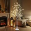 6FT 440LED Lighted Birch Tree, Battery Powered LED Fairy Light with Remote for Home Party Christmas Wedding Decor, Warm White