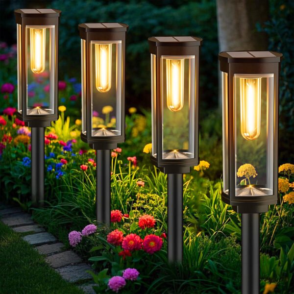 Syenll Solar Pathway Lights Outdoor, 8 Pack Solar Powered Garden Lights, Waterproof LED Solar Light for Lawn Patio Yard Decor