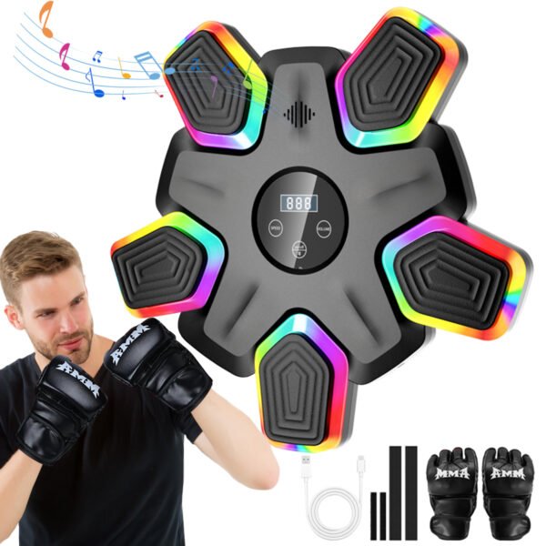 Music Boxing Machine, Bluetooth Punching Machine with Boxing Gloves, Wall Mounted Boxing Training Equipment for Home Gym Use, Black