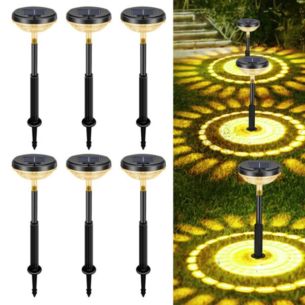 6 Pack Solar Pathway Lights, LED Solar Powered Garden Lights, Outdoor Solar Lights for Walkway Yard Landscape (Color Changing & Warm White)