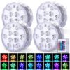 Syenll Submersible LED Lights, 4 Pack Waterproof Tea Lights with Remote Control, RGB Pool Light for Vase Base Aquarium Decoration