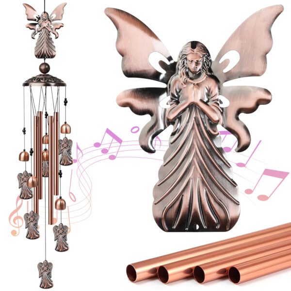 Outdoor Angel Wind Chimes, Decorative Wind Chimes with Aluminum Tubes and Wind Bells, Memorial Wind Chimes Sympathy Gifts for Mom Grandma
