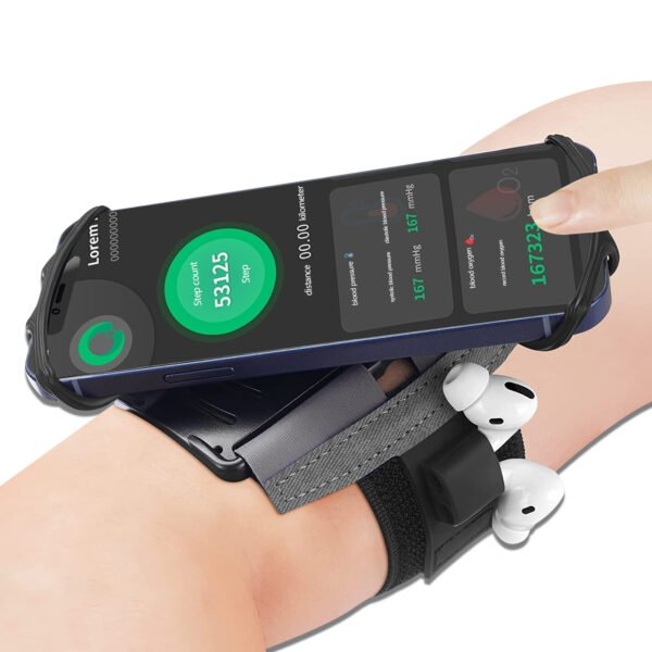 8 Armband Phone Holder, 360 Rotatable Forearm Arm Band Case Compatible with 4-6.7 Inch iPhone Android Samsung Pixel Smartphone for Hiking Biking Running (Black)