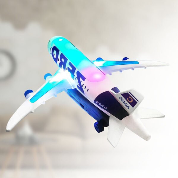 Kids Airplane Toy, Battery Operated Airplane Crawling Toys with LED Flashing Lights and Sounds, Liftable Intelligent Rotating Toddler Toy Plane for 3-12 Year Old Boys Girls, Blue