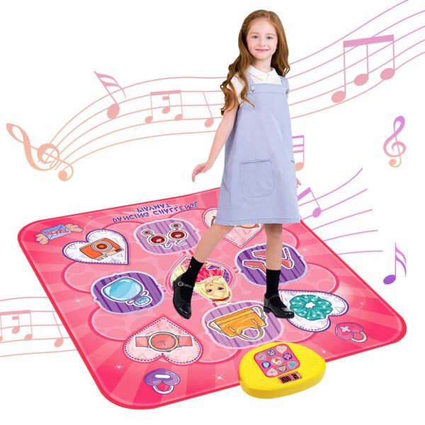9 Kids Dance Mat, Electronic Dance Pad with LED Lights, Musical Dance Game Toy for 3 4 5 6 7 8 9 10 Years Old Boys Girls, Pink
