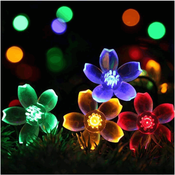 Syenll 23ft 50 LED Solar Flower String Lights, Outdoor Cherry Blossoms Solar Lights for Fence Garden Yard Patio Tree Decor, Multicolor