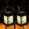 Syenll Solar Lantern Lights, 2 Pack Outdoor Hanging Light, Decorative Solar Landscape Light for Balcony Garden Decor, Warm White