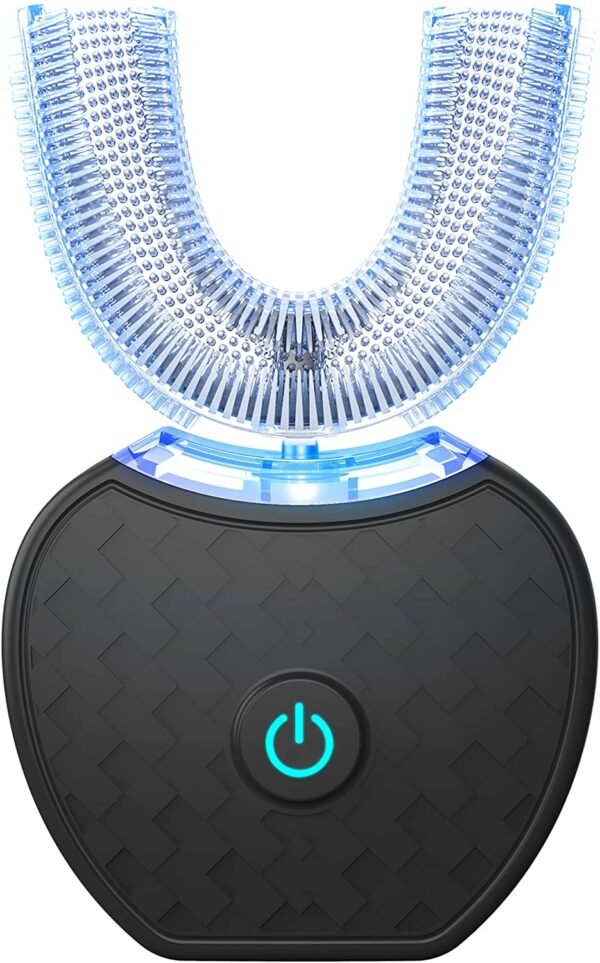 Ultrasonic Automatic Toothbrush, Electric Mouth Cleansing Toothbrush for Adults, U-Shaped Toothbrushes for Teeth Whitening and Gum Protection, Black