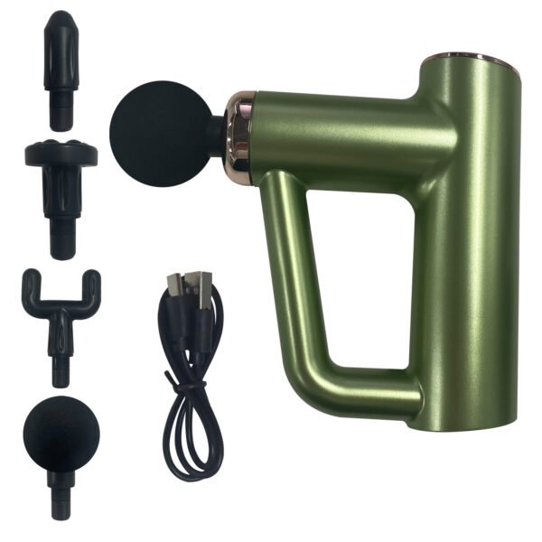 Syenll Massage Gun, Massage Gun Deep Tissue, Percussion Massage Gun with 4 Heads and 6 Speeds, Handheld Massager for Athletes Pain Relief, Green