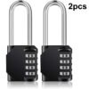 Syenll 2.2 inch Long Shackle Combination Lock, Waterproof 4 Digit Padlock for Fence, Schools, Gyms, Sports Locker, 2 Pack, Black