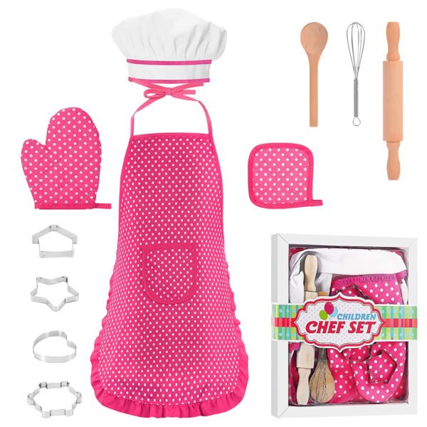 Niteris Chef Set for Kids, 11pcs Cooking and Baking Set, Children Role Play Costume Set Birthday Gifts for Kids Age 3-8, White