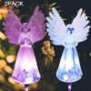 Syenll Solar Angel Lights, 2 Pack Solar Garden Light Outdoor, LED Decorative Soalr Light for Grave Cemetery Memorial Gifts