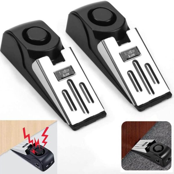 Door Stop Alarm, 2 Pack Door Stopper with 120DB Security Alarm, Door Security Devices for Apartment, Hotel and Home Travel