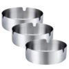 3 Pack Cigarette Ashtray, Stainless Steel Round Ash Tray Holders for Smokers, Home, Hotel, Restaurant