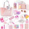 42 Pcs Little Girls Play Purse Set, Toddler Purse Princess Toy with Pretend Makeup, Handbag, Phone, Silk Scarf, Play Kids Purse Birthday Gift for Girls Age 3 4 5 6+, Pink