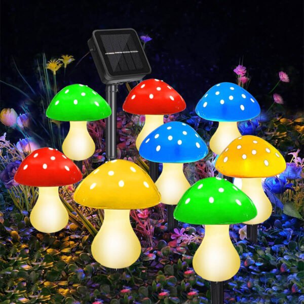 Niteris Solar Garden Lights for Outside, 8 Pack Color Changing Solar Mushroom Lights, Waterproof LED Pathway Lamp for Patio Yard Lawn