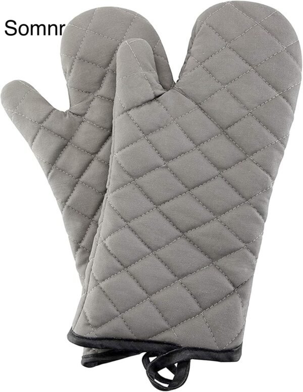 71l4t-CDaEL._AC_SL1500_ Somnr Oven Mitts 1 Pair of Quilted Lining,Heat Resistant Kitchen Gloves,Classic Flame Oven Mitt Set,Grey 13 Inches