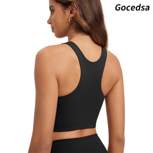 Gocedsa Racerback Tank Bra for Women, High Neck Non Padded Medium Support Sports Bra Workout Yoga Crop Tops