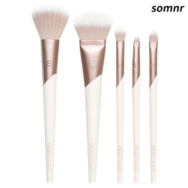 Somnr Natural Elegance Professional Face Makeup & Foundation Brush Set, Premium Brush Kit For Face, Cheek, & Eye Makeup, Synthetic Makeup Brushes, Vegan & Cruelty-Free, 5 Piece Set