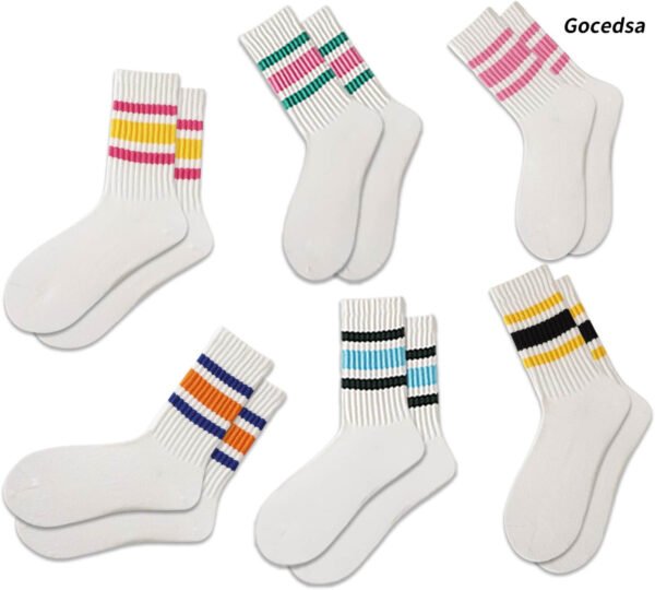 Gocedsa Crew Socks for women/Men, Retro Sport Socks Breathable Cotton, Seamless Comfort