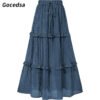Gocedsa Women's Long Summer Skirt, Elegant High Waist Cocktail Party Wedding Guest Dress Flared Midi Skirts