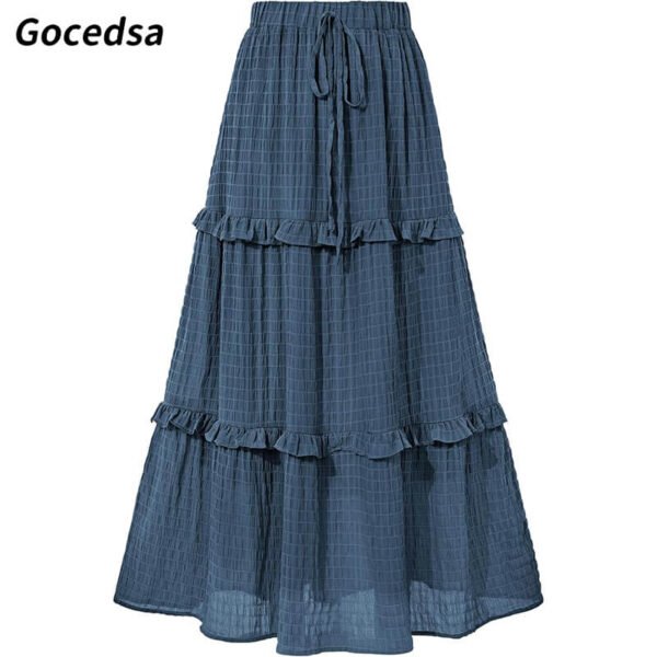 Gocedsa Women's Long Summer Skirt, Elegant High Waist Cocktail Party Wedding Guest Dress Flared Midi Skirts