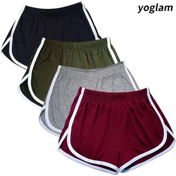 yoglam 4 Pack Women's Cotton Yoga Dance Short Pants Sport Shorts Summer Athletic Cycling Hiking Sports Shorts