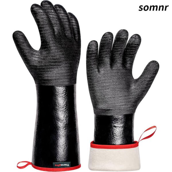 Somnr 932°F Heat Resistant BBQ Gloves, 14" Waterproof Oven & Grill Gloves, Oil & Slip-Resistant Neoprene Oven Mitts for BBQ, Fire Pit, Rotisserie, Smoker Accessories Gifts for Men and Women