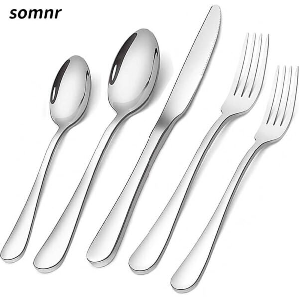 Somnr Silverware Set, Flatware Set Service for 4 Stainless Steel Cutlery Set 20 Piece Include Upgraded Knife Spoon Fork Mirror Polished, Dishwasher Safe