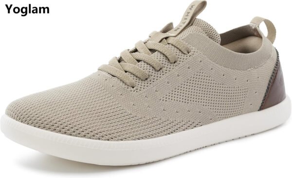 Yoglam Men's Zero Drop Wide Toe Box Casual Dress Sneakers, Knit Mesh Oxford Shoes